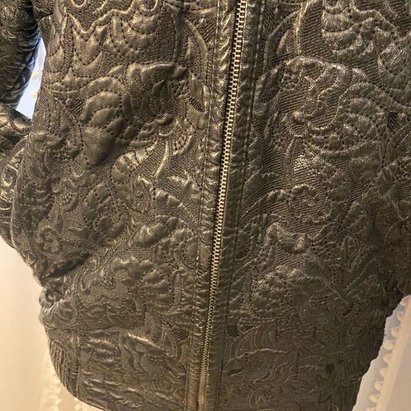 100% leather fur trimmed coat, size L - Picture 17 of 17